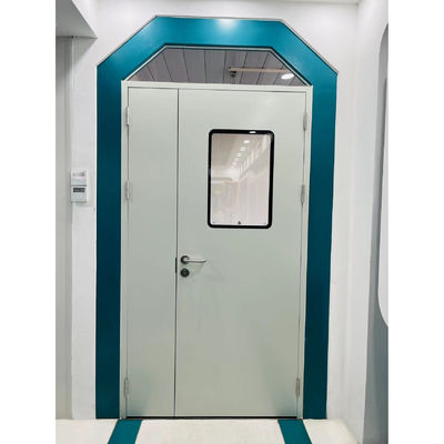 주문 청정실 비대칭 이중 잎 금속 문, 파우더 코팅 병원 철문 online manufacture
